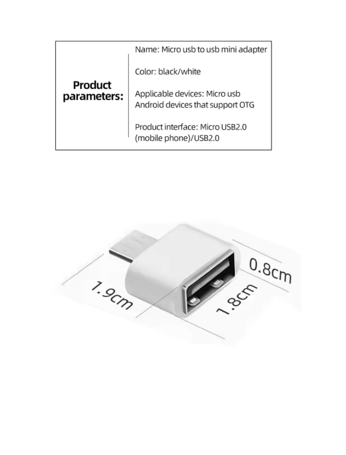 USB OTG Adapter – USB Female to Android Male Converter
