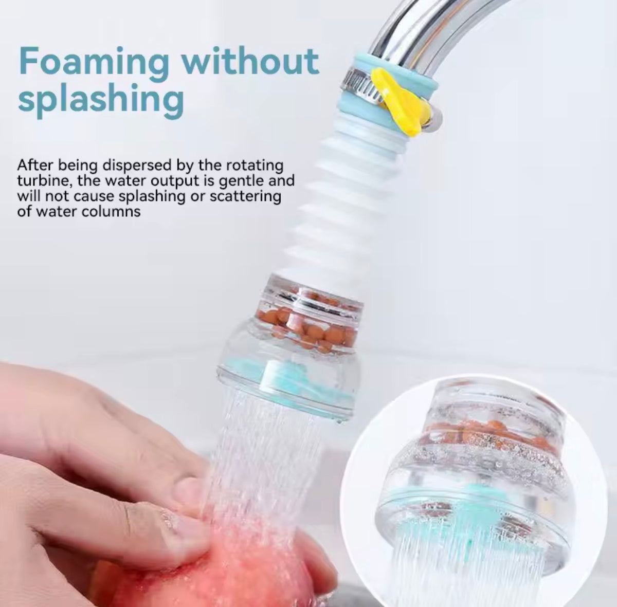 Extended Rotatable Water Tap Splash Filter Head Kitchen Water Saving Spray Nozzle Tap Extension Sprayer Filtration Clean Water