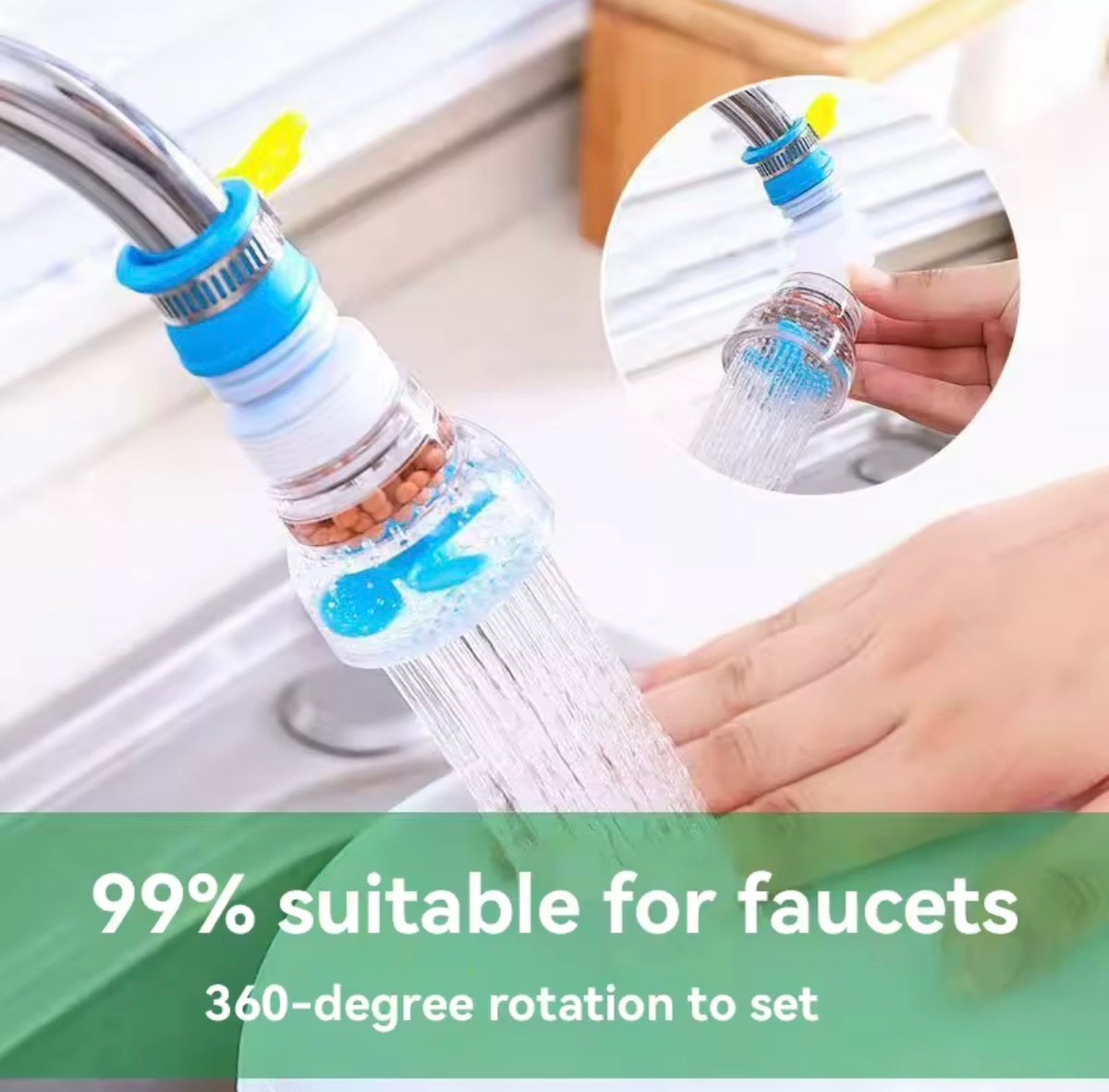 Extended Rotatable Water Tap Splash Filter Head Kitchen Water Saving Spray Nozzle Tap Extension Sprayer Filtration Clean Water