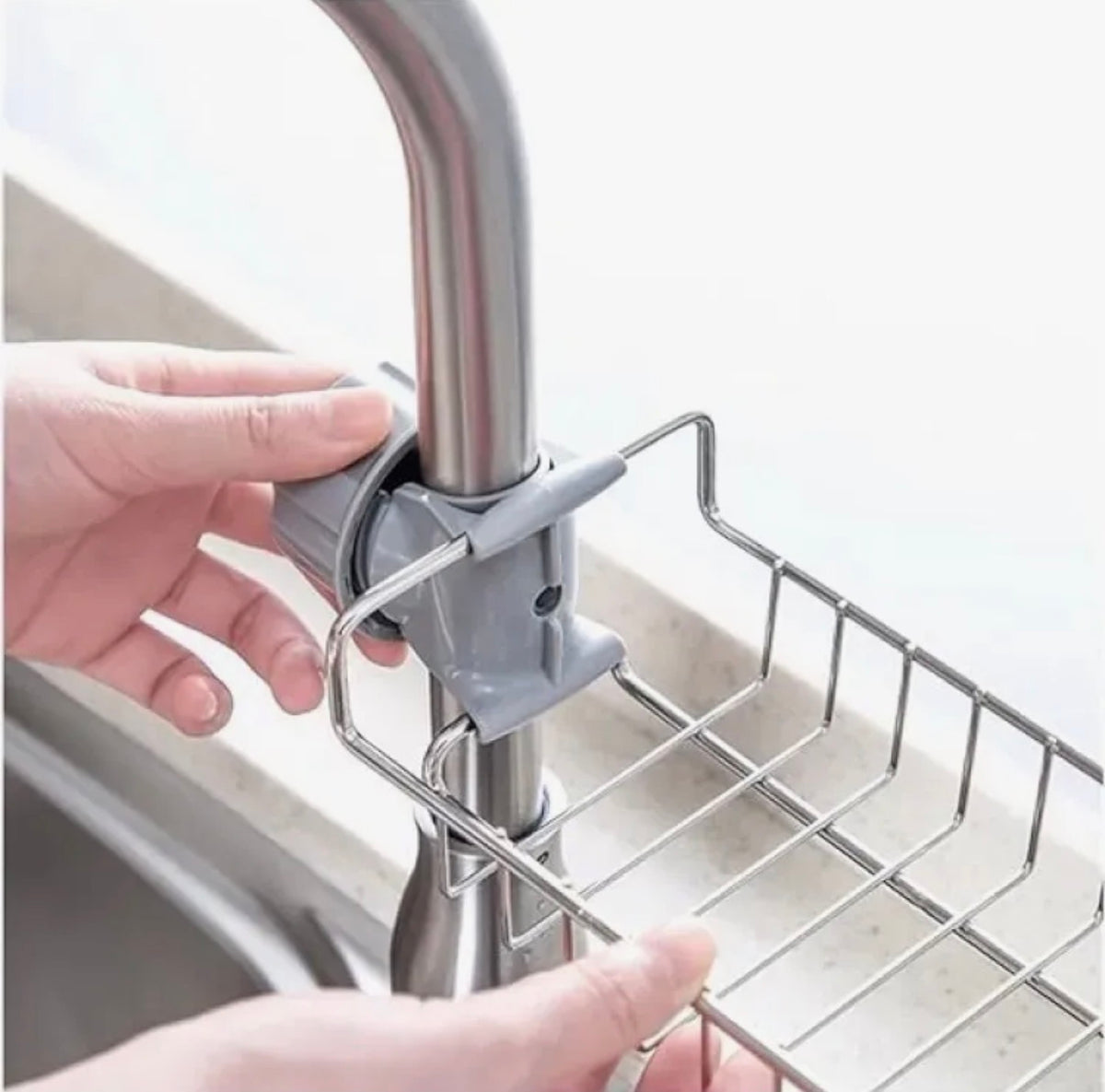 Stainless Steel Kitchen Faucet Holder – Rustproof Sink Sponge & Soap Storage Rack with Drainage