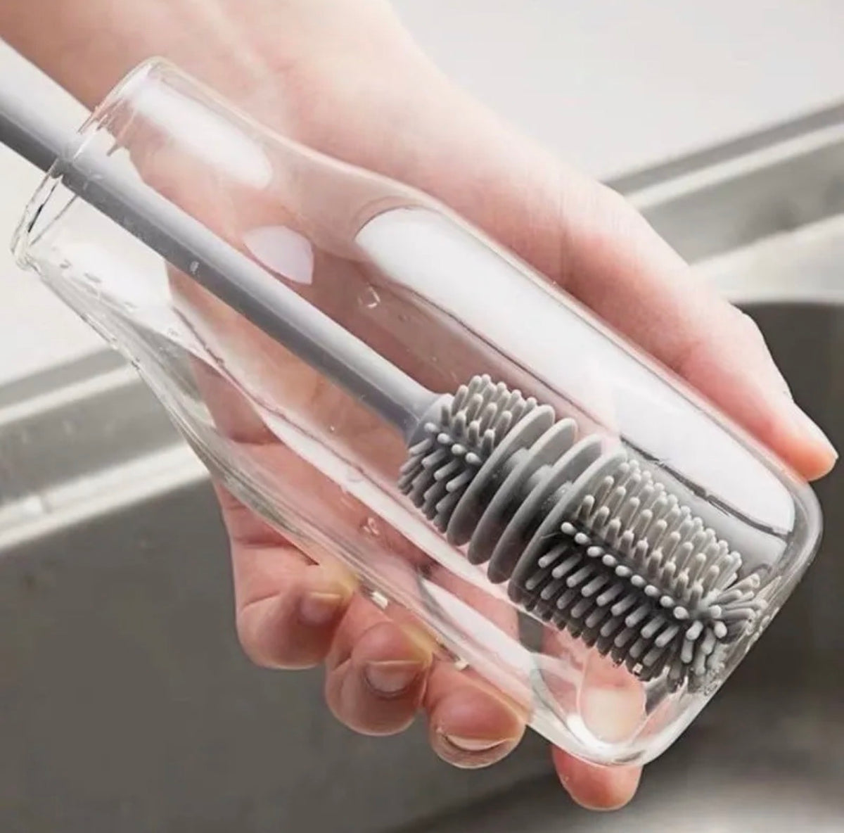 Silicone Bottle Cleaning Brush | Long Handle Bottle & Cup Cleaner | Reusable Kitchen Cleaning Brush
