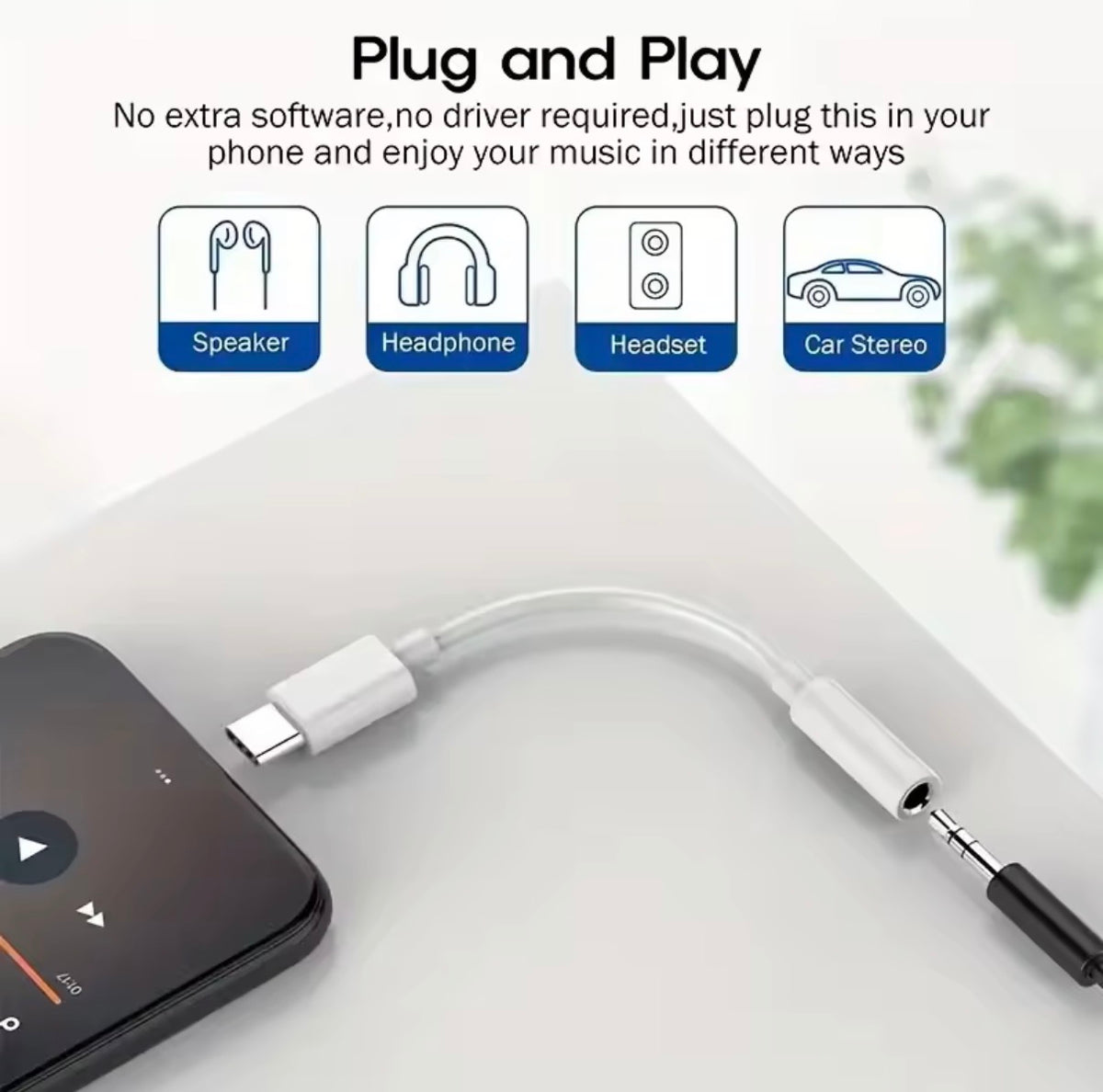 Type-C to 3.5mm Audio Adapter - Headphone Jack Converter