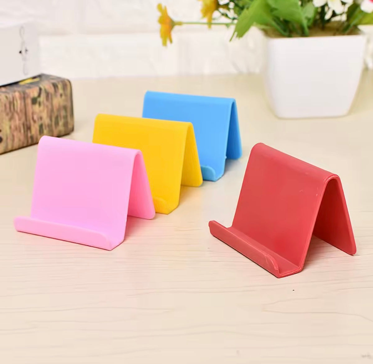 Mini Portable Plastic Phone Stand - Multi-Colors (Pack of 2)