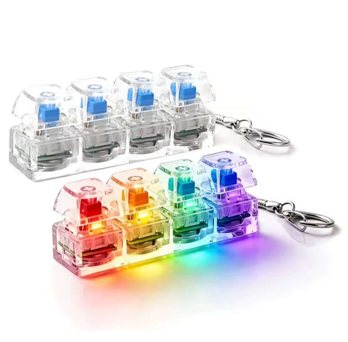 Fingertip Keyboard Keychain RGB LED Mini Keyboard Fidget Toy – Portable Stress Relief, Calming & Decompression Keychain
