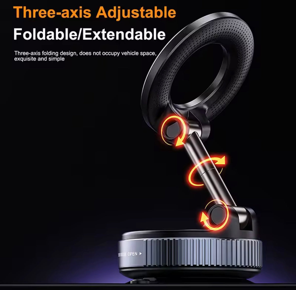 Magnetic Vacuum Phone Holder – 360° Rotating Car Mount with Strong Suction