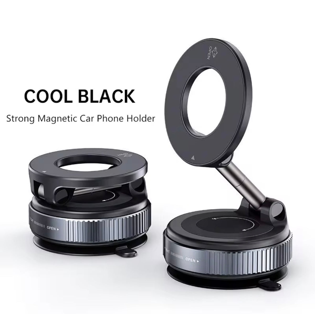 Magnetic Vacuum Phone Holder – 360° Rotating Car Mount with Strong Suction