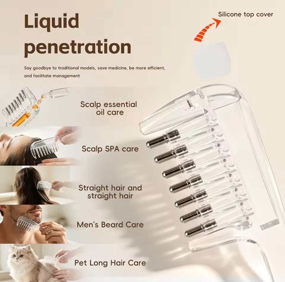 Portable Hair Root Comb Liquid Applicator | Hair Oil & Serum Applicator Comb | Scalp Massage Brush with Liquid Guide