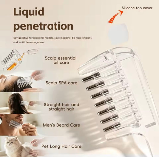Portable Hair Root Comb Liquid Applicator | Hair Oil & Serum Applicator Comb | Scalp Massage Brush with Liquid Guide