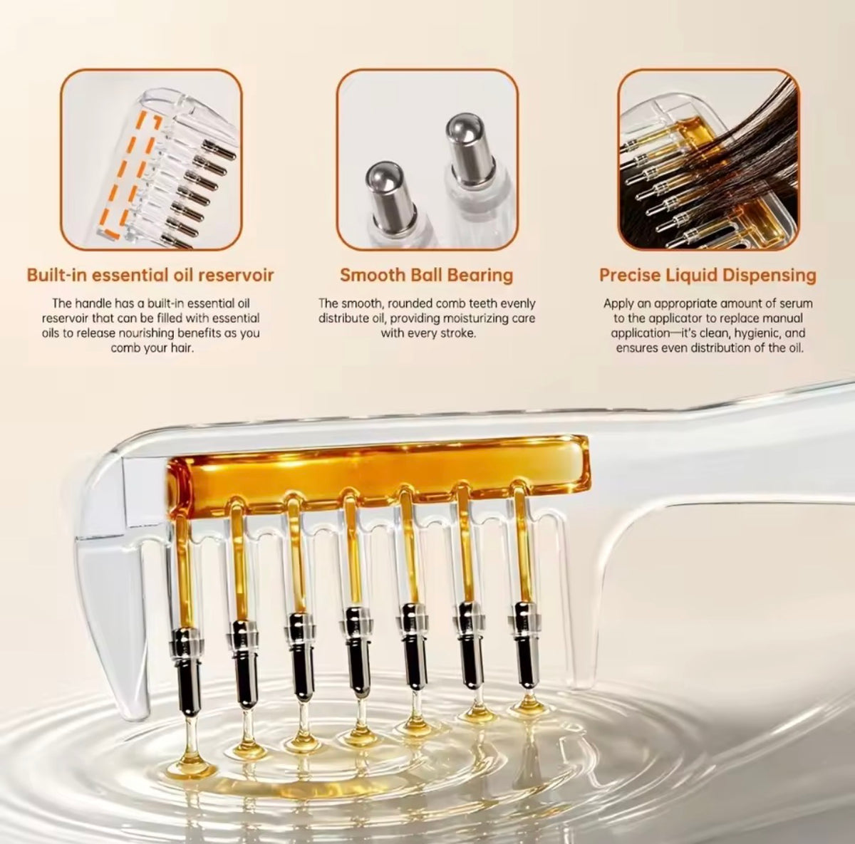Portable Hair Root Comb Liquid Applicator | Hair Oil & Serum Applicator Comb | Scalp Massage Brush with Liquid Guide