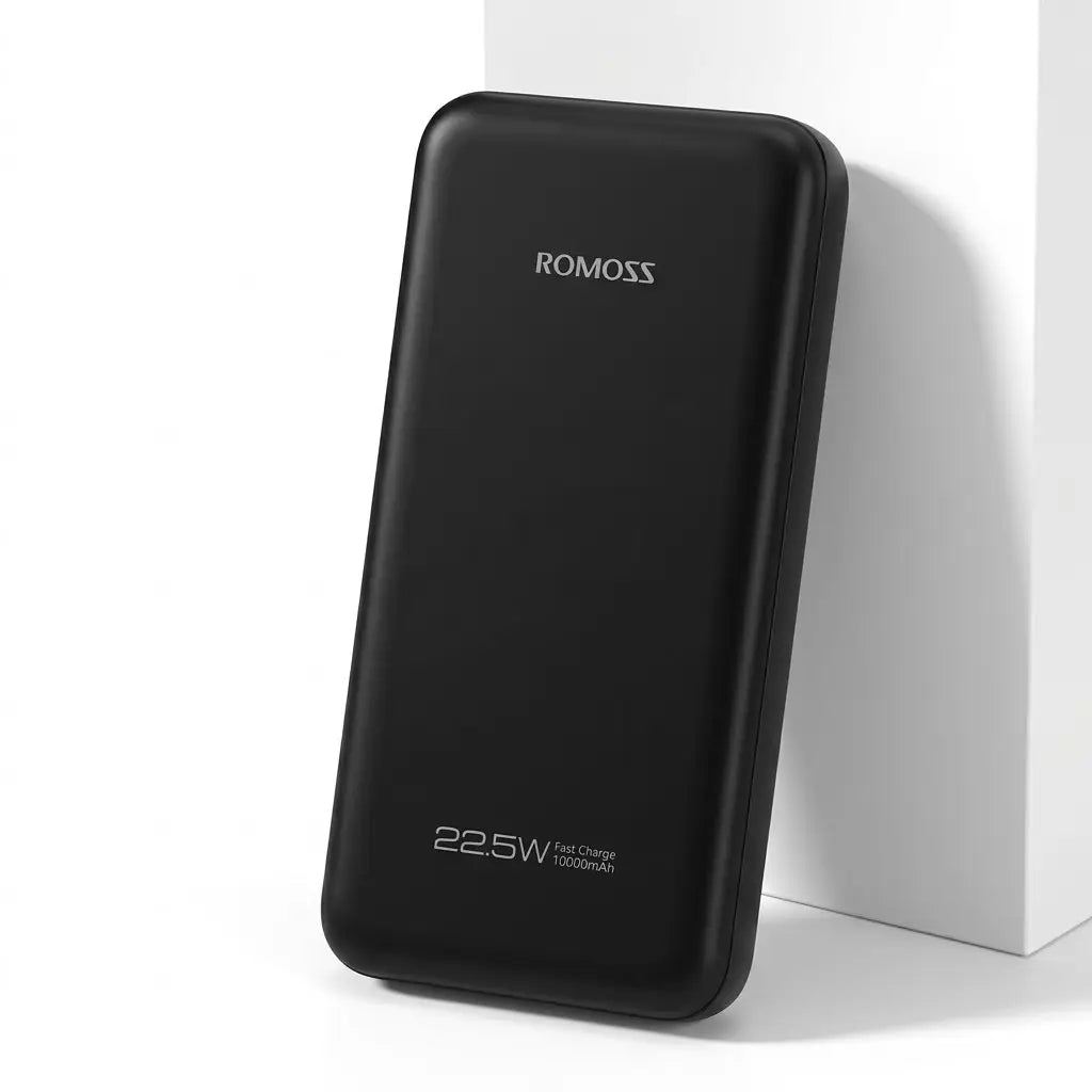 ROMOSS PHC10 10000mAh 15W Fast Charging Power Bank – 1 Input 4 Output | Built-in 3 Charging Cables (Type-C, Micro-USB, and Phone Cable) | Portable Travel Charger