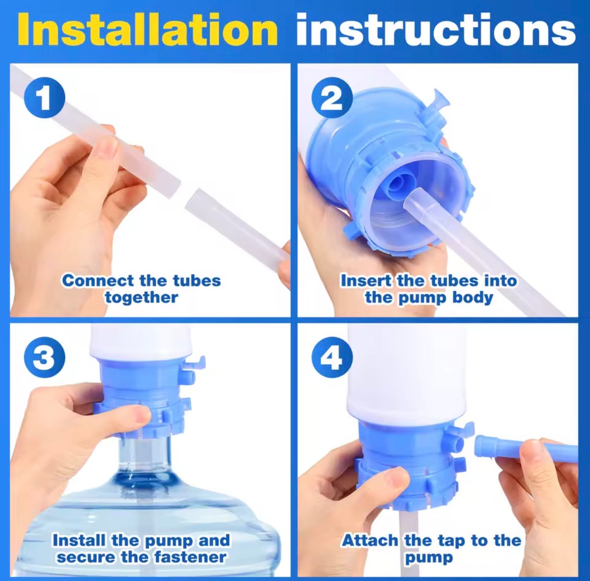 Manual Water Bottle Pump | Hand Pressure Water Dispenser | Portable Drinking Water Pump with Extra Short Tube