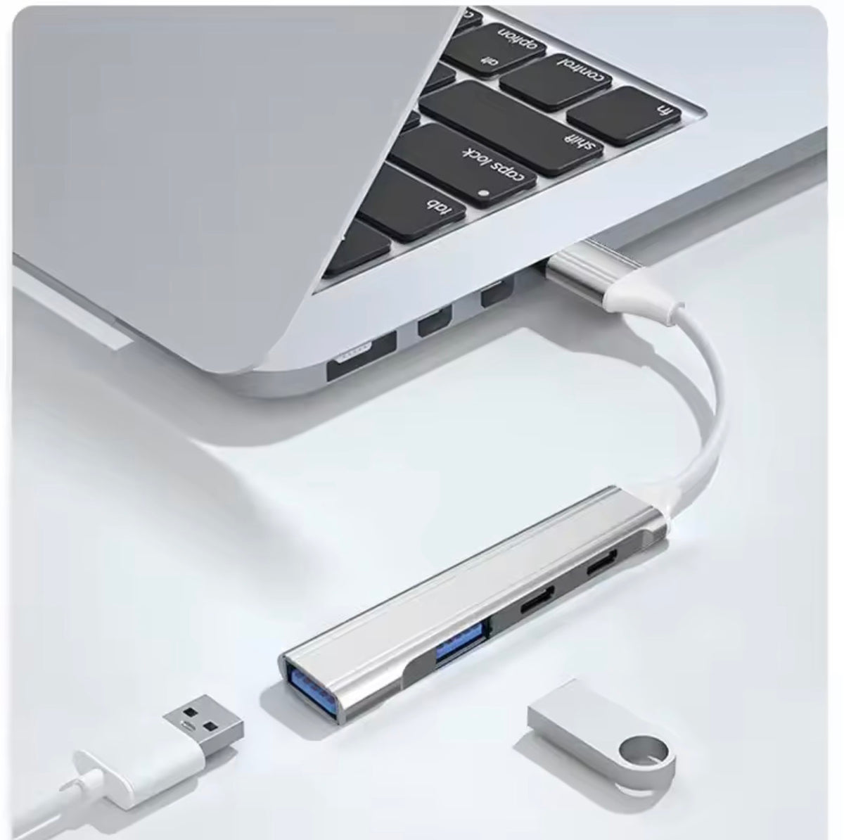 4-Port USB 3.0 Hub with Type-C Adapter