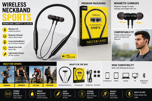 Wireless Neckband Bluetooth Earphones