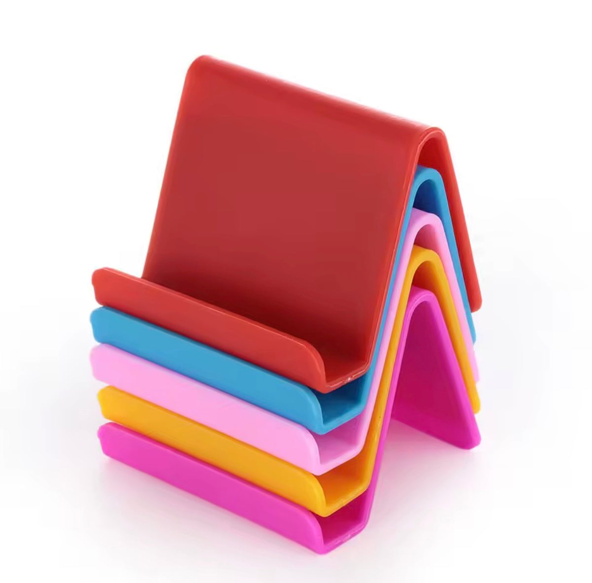 Mini Portable Plastic Phone Stand - Multi-Colors (Pack of 2)