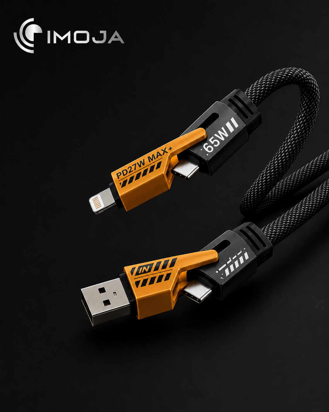 4-in-1 Fast Charging Data Cable - USB to Dual Connector Multi Charging Cable